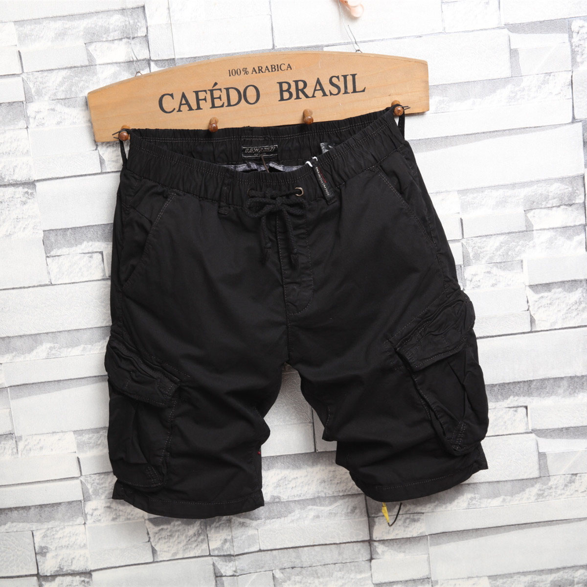 夏季薄款工装短裤男士宽松五分裤休闲中裤直筒5分男潮流马裤系带