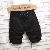 薄款 直筒5分男潮流马裤 工装 男士 夏季 休闲中裤 短裤 宽松五分裤 系带