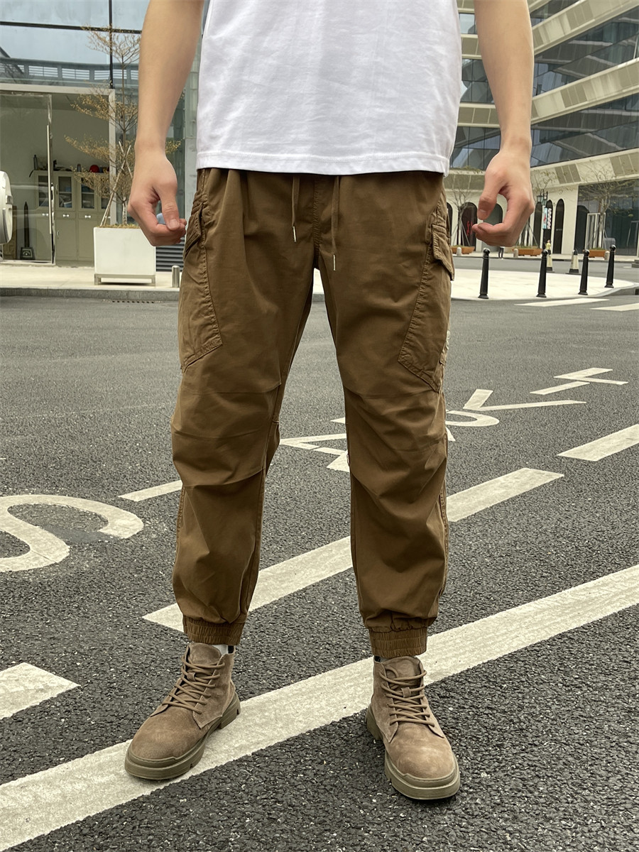 春秋工装裤男款时尚修身束脚户外长裤子休闲运动裤潮牌2026棕色