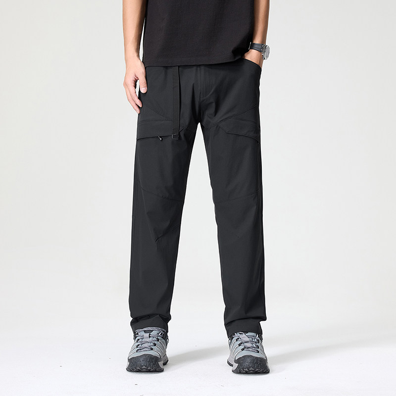 夏季新款水洗速干户外复古山系弹力工装男潮牌束脚宽松休闲裤子