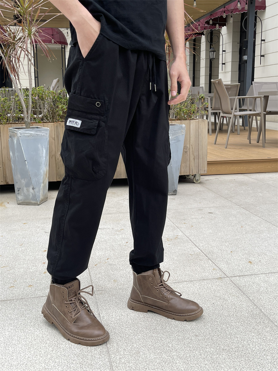 春秋工装裤男款时尚修身束脚户外韩版长裤子休闲运动裤潮牌2026黑