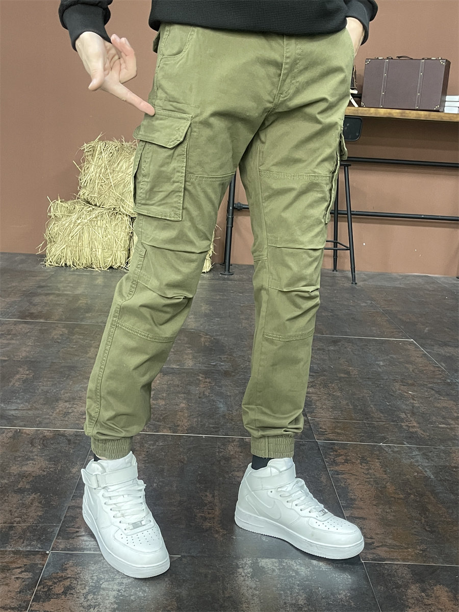 春秋休闲裤男款修身工装裤青年潮牌时尚长裤子2026年百搭束脚多袋