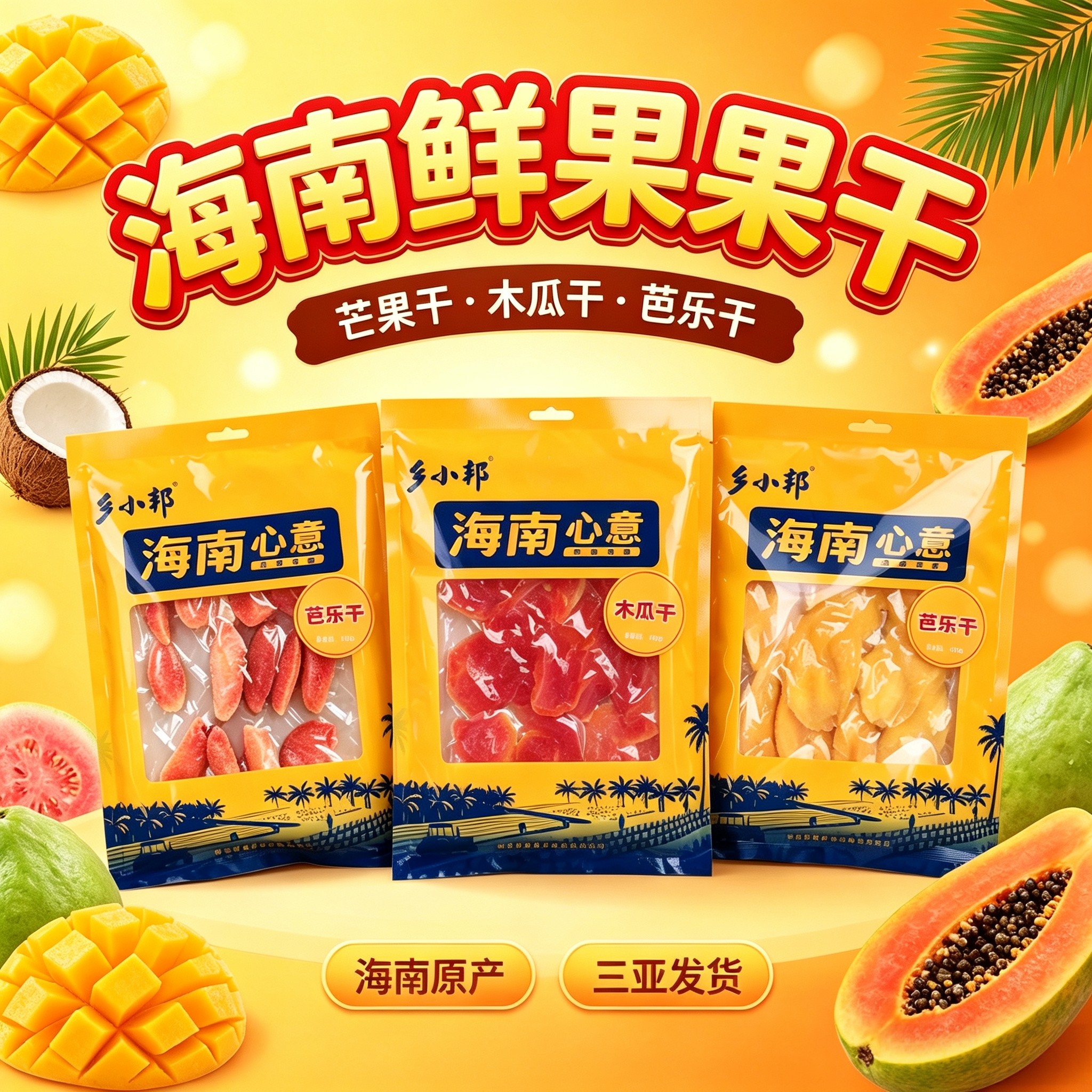 海南乡小邦芒果干木瓜干芭乐干热带水果果脯蜜饯休闲零食酸甜果干