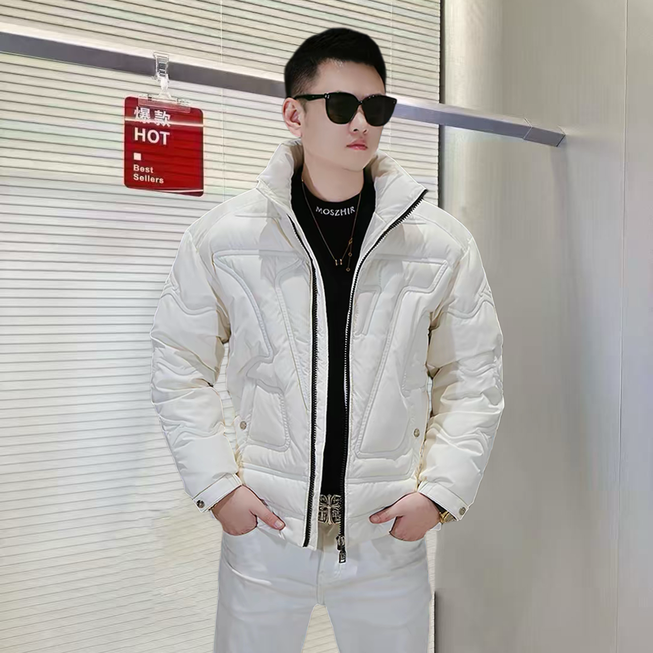 2025冬季新品立领羽绒服外套男欧货高端纯色修身时尚休闲90白鸭绒