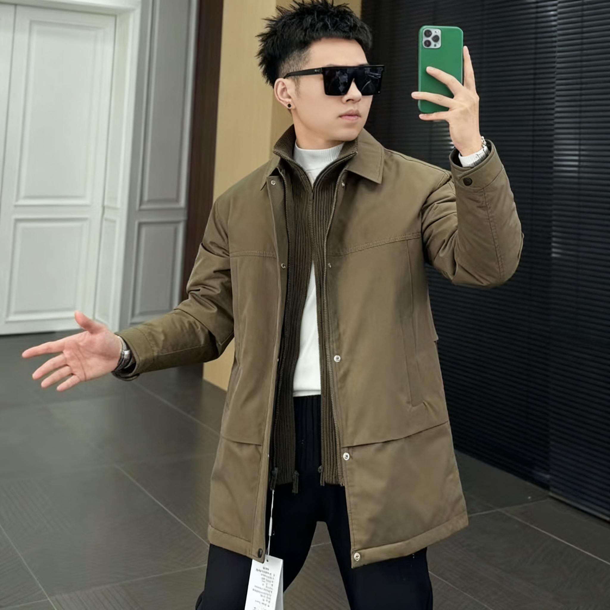 2025冬季新品中长款羽绒服男欧货高端假两件可脱卸领修身时尚休闲