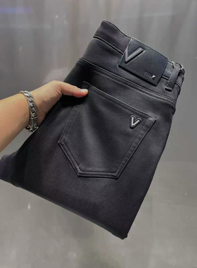 2025冬季新品磨毛加厚牛仔裤欧货潮牌高端弹力修身时尚休闲DL8927