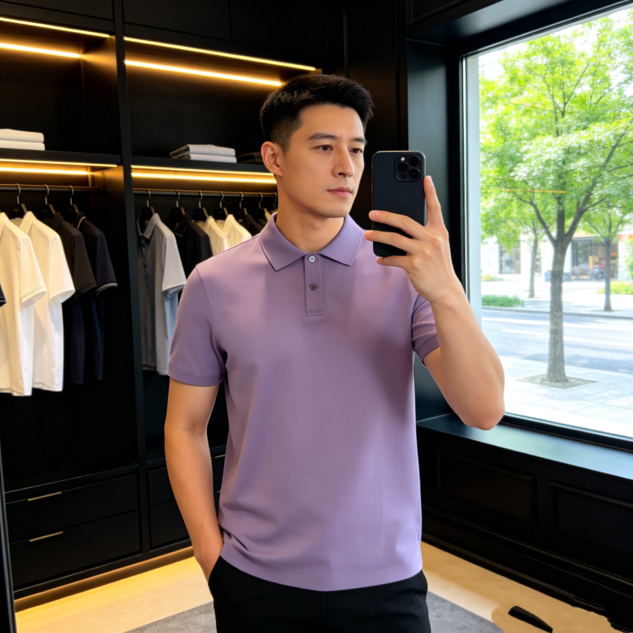 2026夏季新品针织伊力特冰爽短袖Polo衫欧货高端纯色修身简约休闲