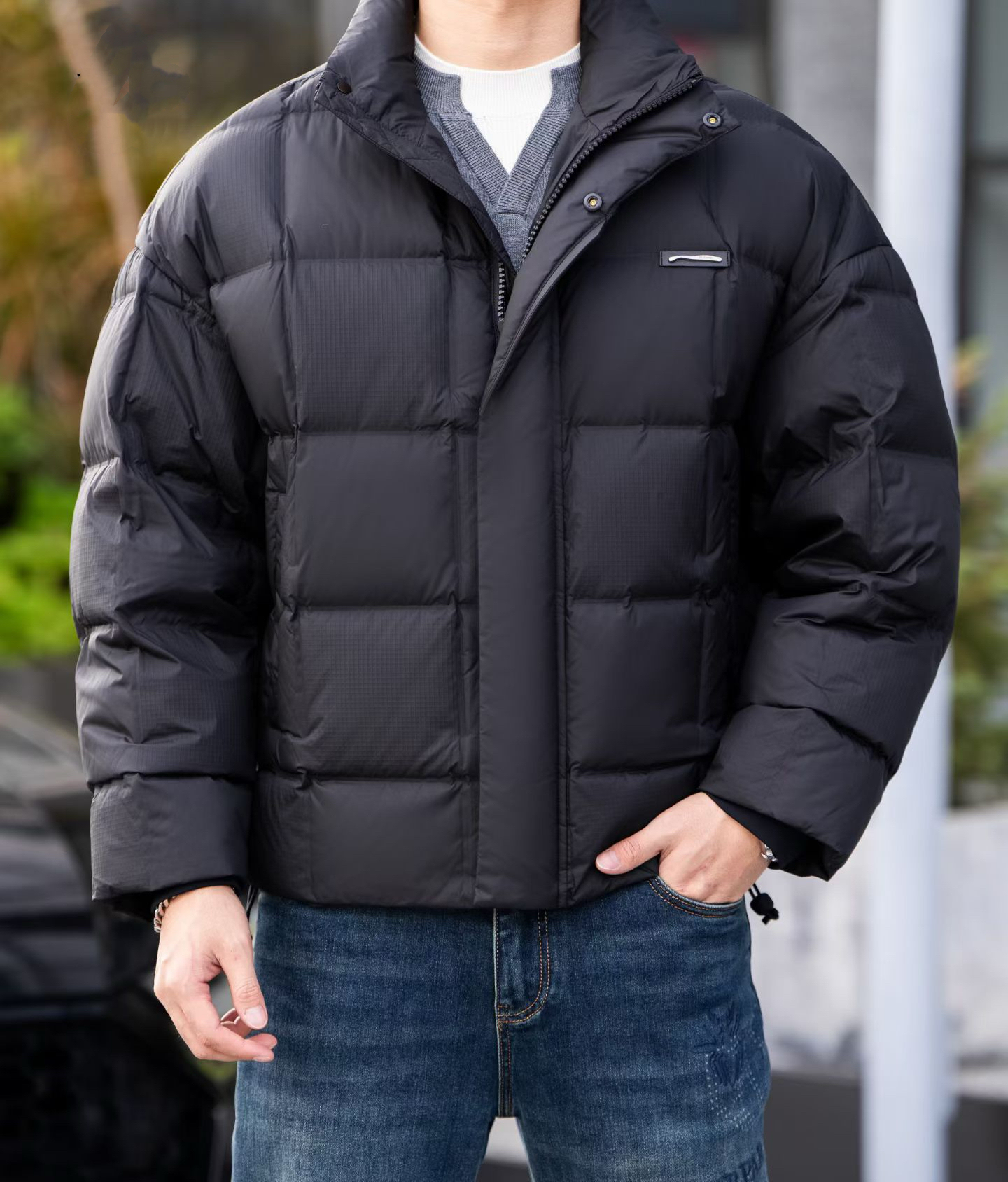 JF潮牌立领加厚羽绒服2025冬季新品欧货修身时尚休闲90白鸭绒A865