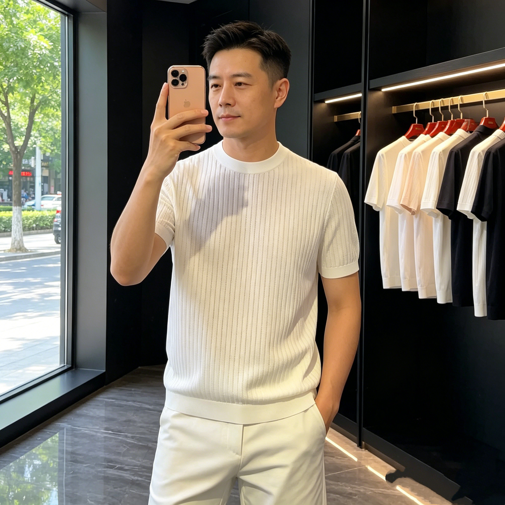 YISHANG潮牌伊力特冰爽短袖T恤2026夏季新品欧货高端纯色修身休闲