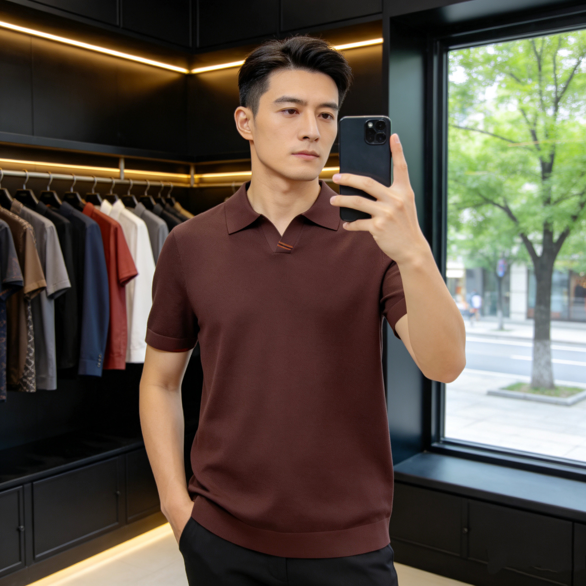 2026夏季新品伊力特冰爽短袖Polo衫男欧货高端修身时尚休闲剪刀领