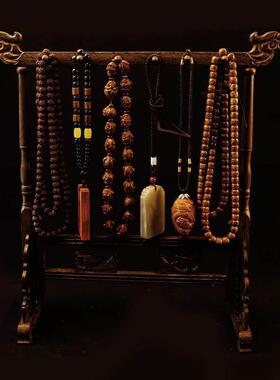 手串挂架 鸡翅木挂玉架 文玩饰物饰品悬挂件展示木架念珠架 匠器