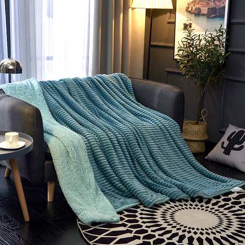 Winter Couch Throw Sherpa Blanket Bed Fleece Coral毛毯