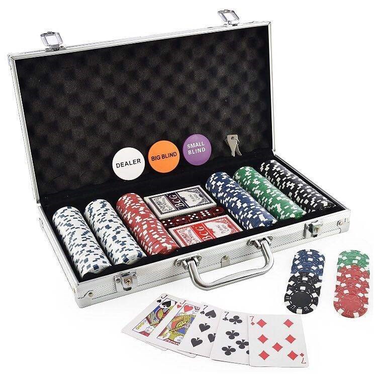 New 300 Chip Dice Style Poker Set Aluminum Case Taxas