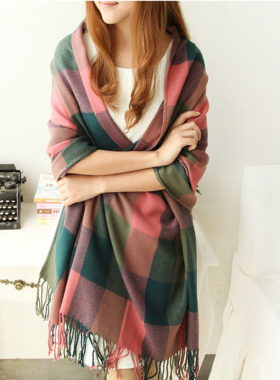 New Women Long Cashmere Winter Wool Warm Shawl Plaid