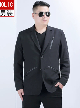 大码男装 秋款胖子斜口袋加肥加大码男士西服单西装外套X701
