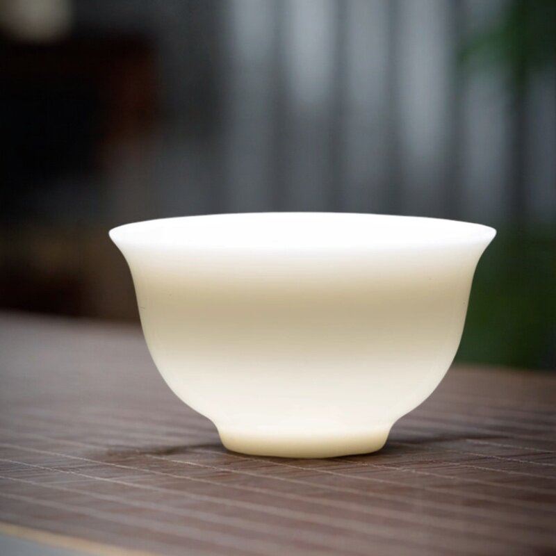 羊脂玉瓷茶杯品茗杯6只小茶碗闻香杯斗笠杯功夫茶具单杯