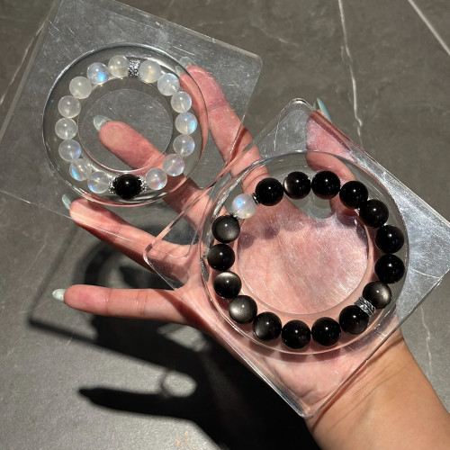 天然蓝月光银曜石情侣手串女简约时尚百搭送女友闺蜜礼物轻奢小众