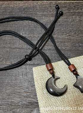 天然银曜石复古可调节锁骨链