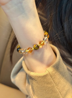 金玉满堂天然黄水晶金虎眼手链女款手串送闺蜜女友礼时尚轻奢简约