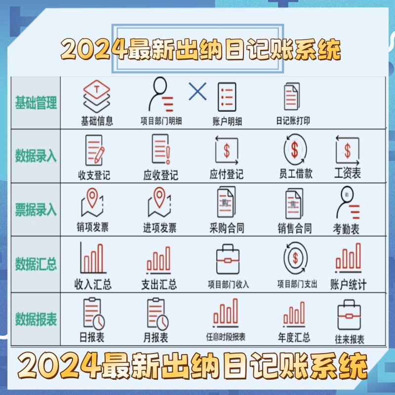 出纳日记账Excel表格式件永久使用公司内账收支管理系统