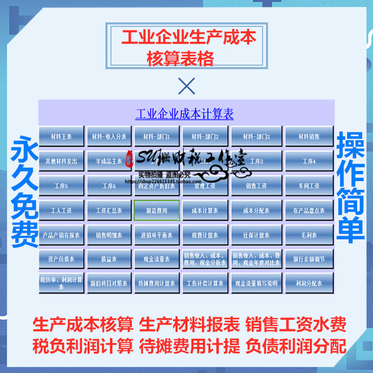 工业企业成本核算报表计算财务