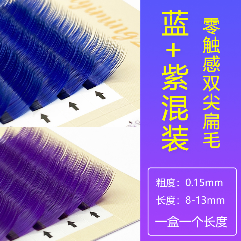 混装蓝紫混装单根扁毛风吹动