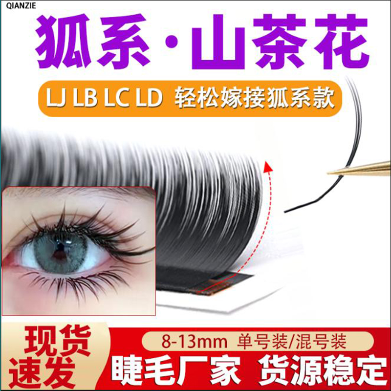 0.07狐系山茶花嫁接睫毛L型广角