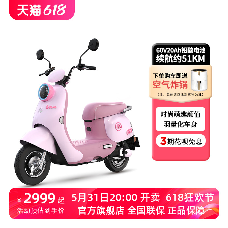 爱玛露娜新款2024电动摩托车60V20铅酸豪华款电动车