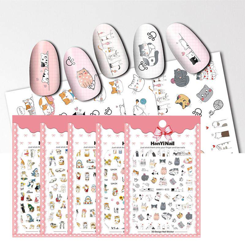 10元包邮日式美甲贴纸可撕指甲油胶贴花蜜蜂金龟子淘气猫咪喵星人