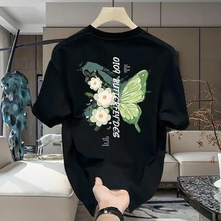 百搭新款 T恤宽松休闲痞帅半袖 潮牌印花纯棉短袖 透气男装 大码 夏季