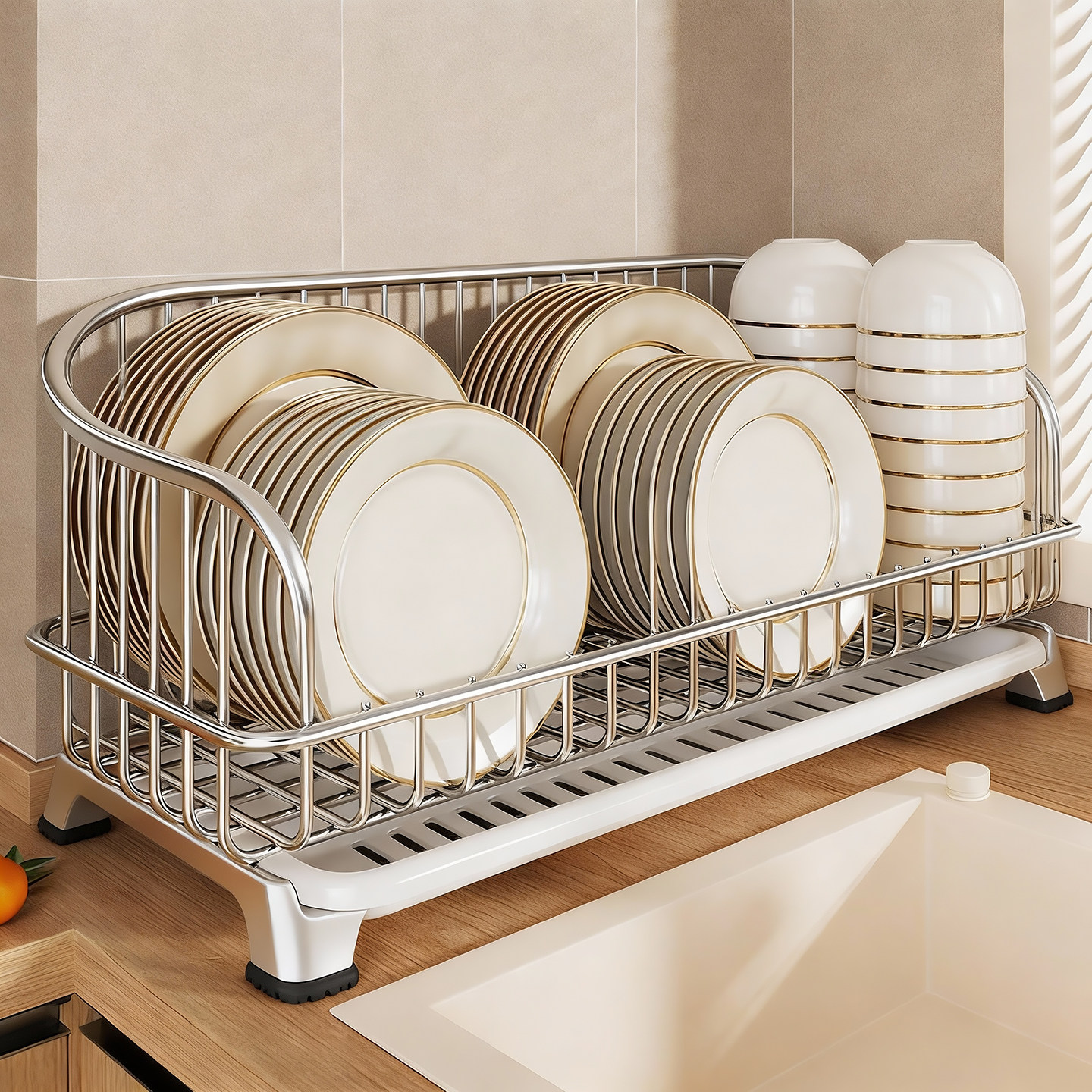 厨房碗碟沥水架家用桌面碗架多功能餐具收纳筐碗筷储物架子大容量,收纳整理,整理架/置物架/收纳架,淘宝优惠券,粉丝福利购,淘宝优惠卷