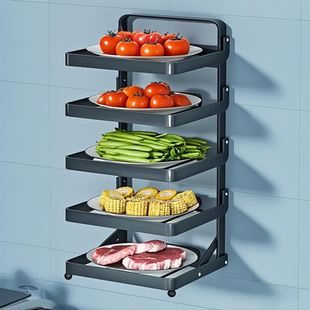 厨房壁挂备菜盘可折叠省空间置物架多功能碗碟沥水篮剩菜剩饭托盘
