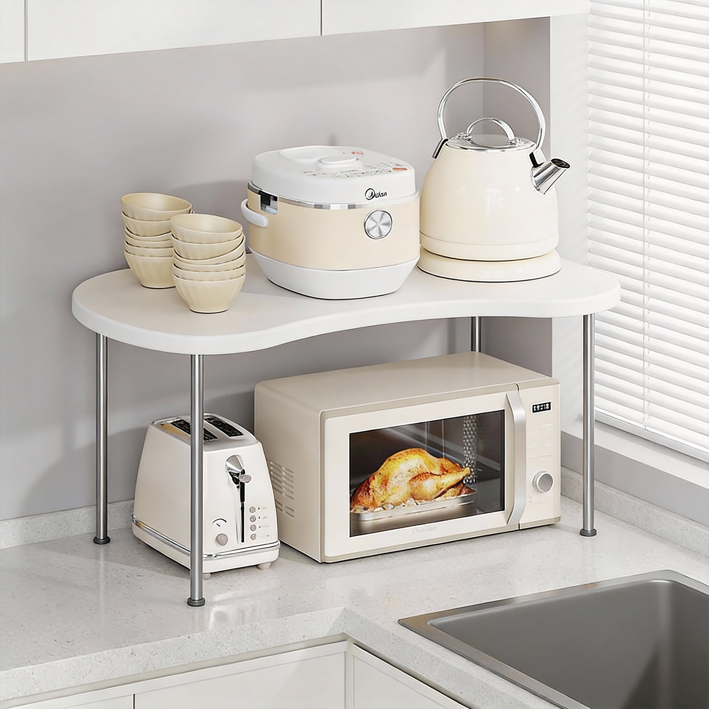 厨房微波炉放置架灶台桌面热水壶烤箱置物架多功能分层碗碟收纳架,厨房/烹饪用具,微波炉置物架,淘宝优惠券,粉丝福利购,淘宝优惠卷