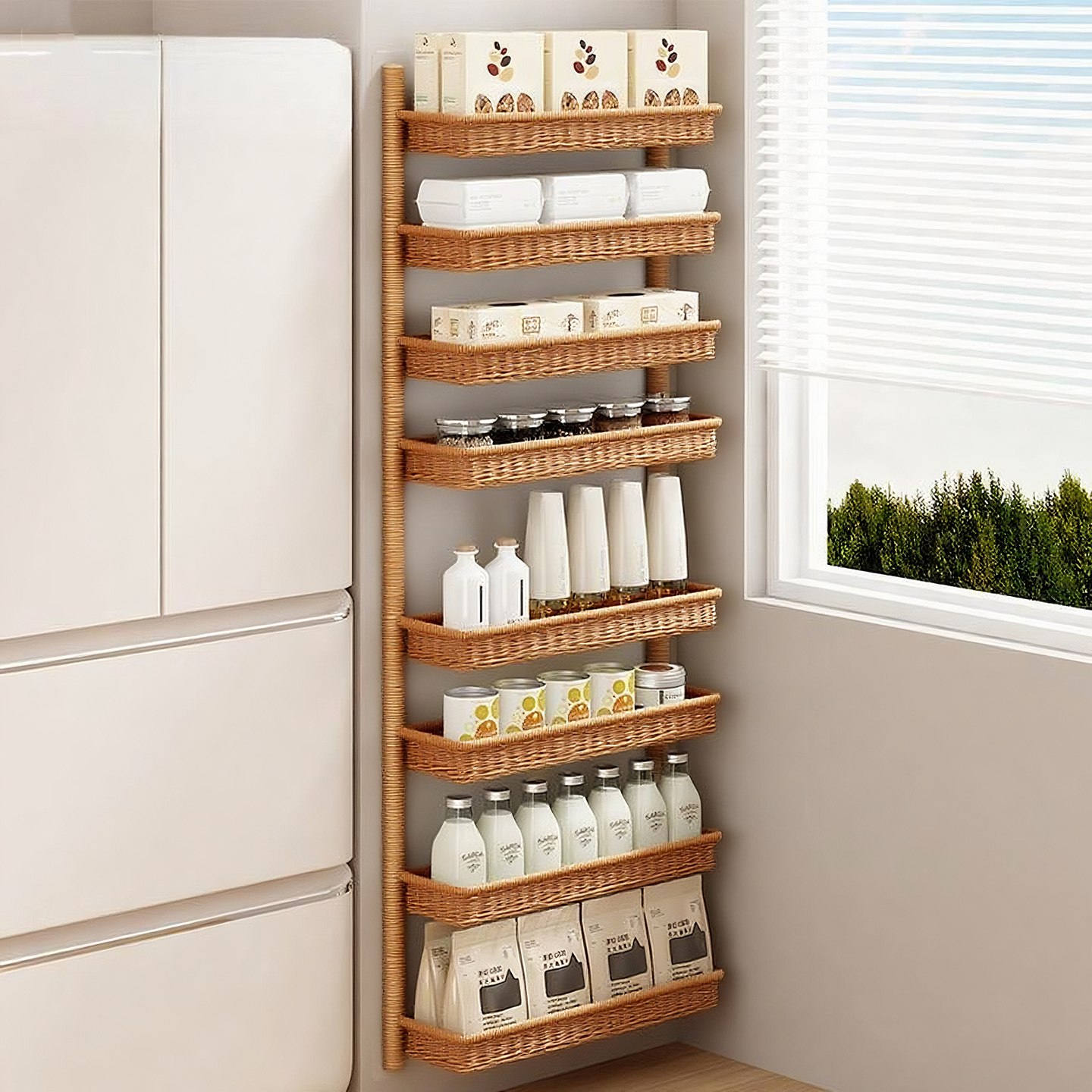 厨房不锈钢门后置物架多层收纳