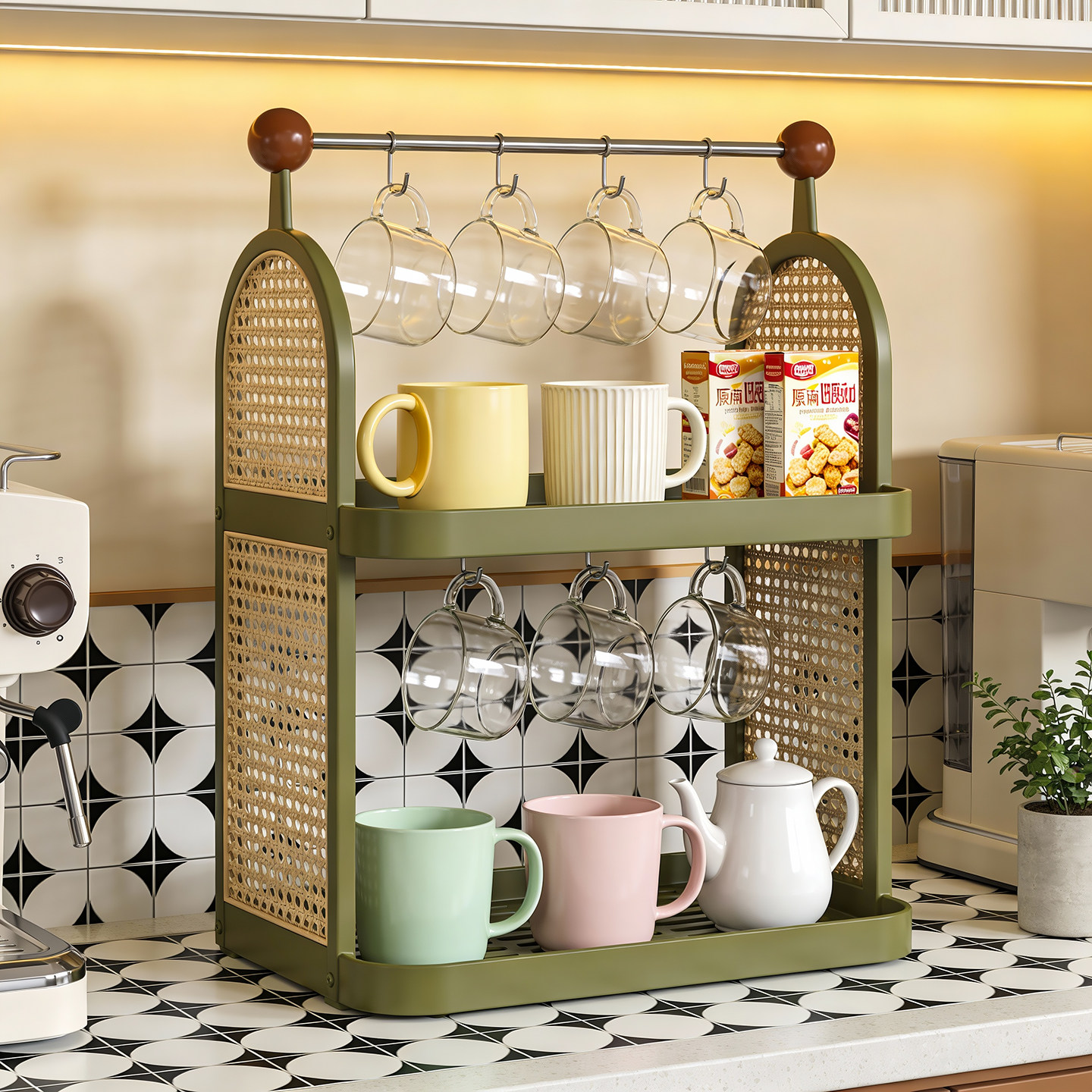桌面杯子沥水架茶水间高颜值中古风马克杯水杯收纳整理架多层杯架,家庭/个人清洁工具,杯架,淘宝优惠券,粉丝福利购,淘宝优惠卷