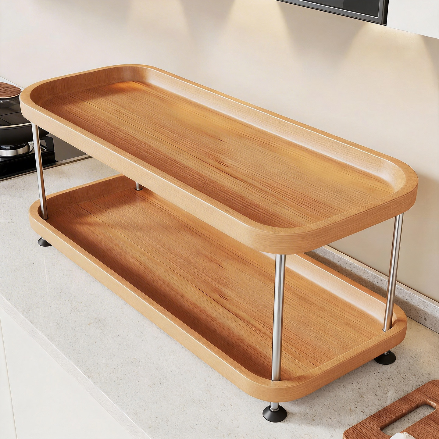 厨房实木调料置物架灶台台面油盐酱醋佐料收纳整理架调味品放置架