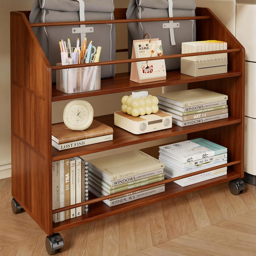 桌下书架置物架带轮可移动小推车