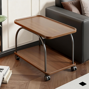 实木沙发边几客厅可移动复古茶几桌子小型卧室床头柜小推车置物架
