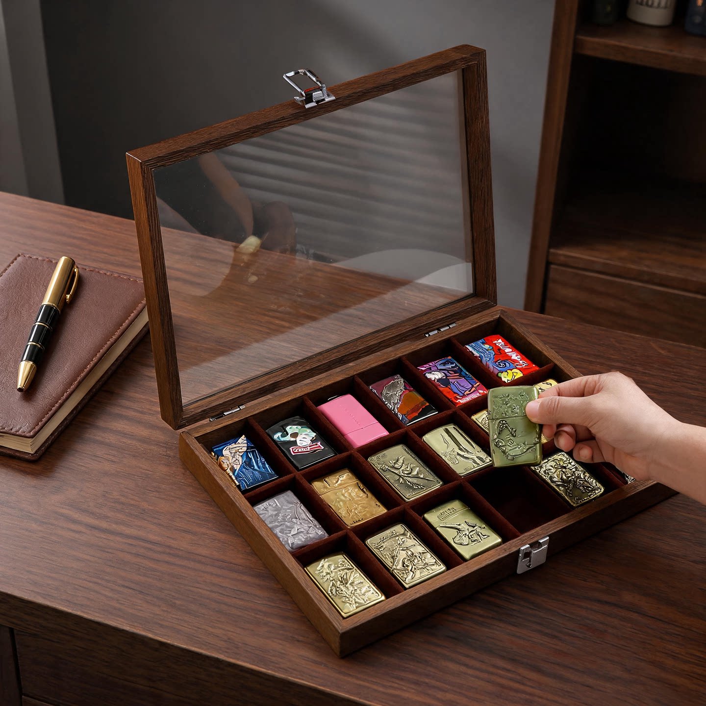 打火机收纳盒防风火机展示架图片