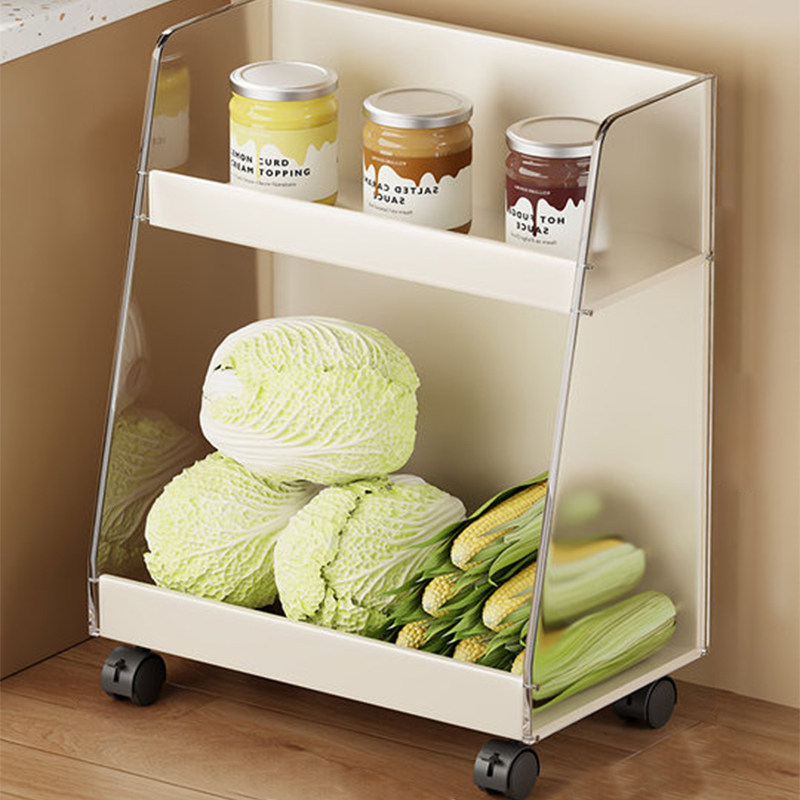 家用桌上置物架零食蔬果收纳架厨房调料瓶罐储物架带轮可移动菜架