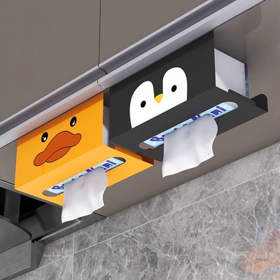 橱柜下免打孔悬挂式纸巾收纳盒
