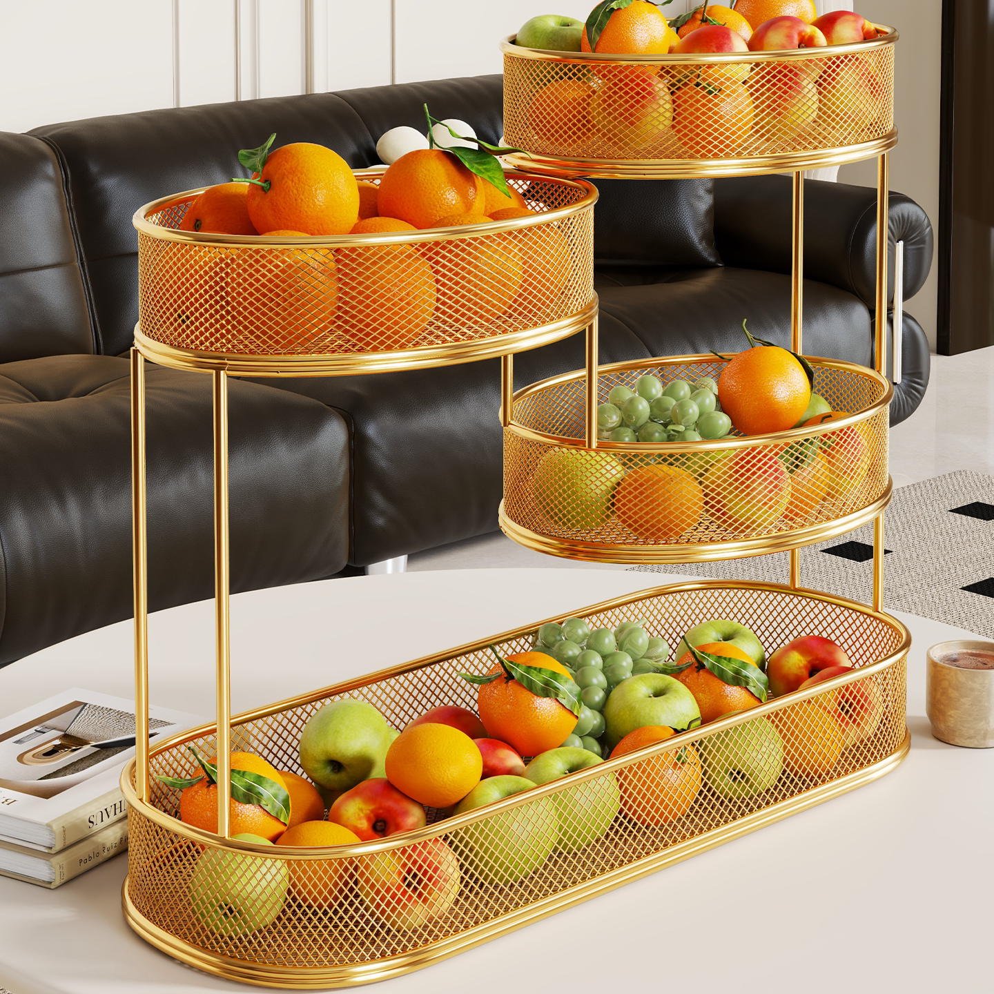 果盘果篓桌面多层水果收纳架茶几坚果饼干放置架家用多功能糖果架