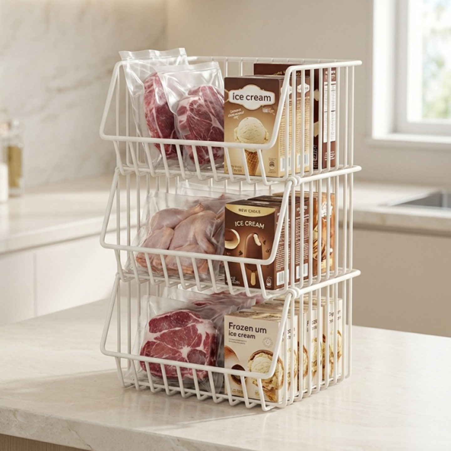 冰柜内部置物架大容量冷柜储物置物架冰箱冻柜分类整理神器收纳筐,收纳整理,整理架/置物架/收纳架,淘宝优惠券,粉丝福利购,淘宝优惠卷