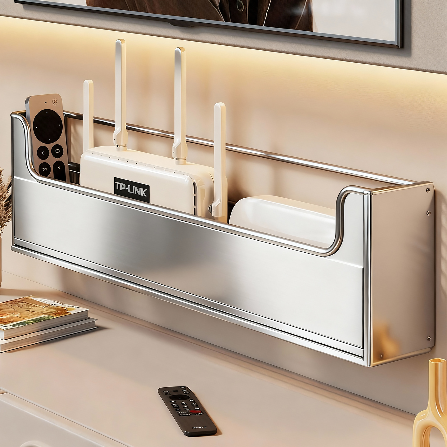 壁挂式wifi收纳架机顶盒固定神器