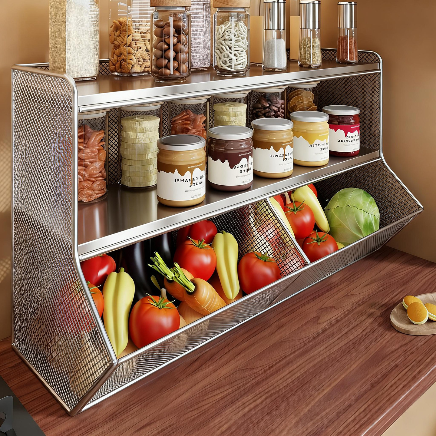 厨房置物架灶台多层菜篮子家用蔬菜水果收纳架干果零食分层储物架