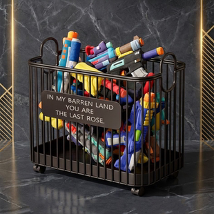 玩具枪收纳儿童积木水枪收纳筐客厅玩偶整理软弹枪刀剑木剑储物架