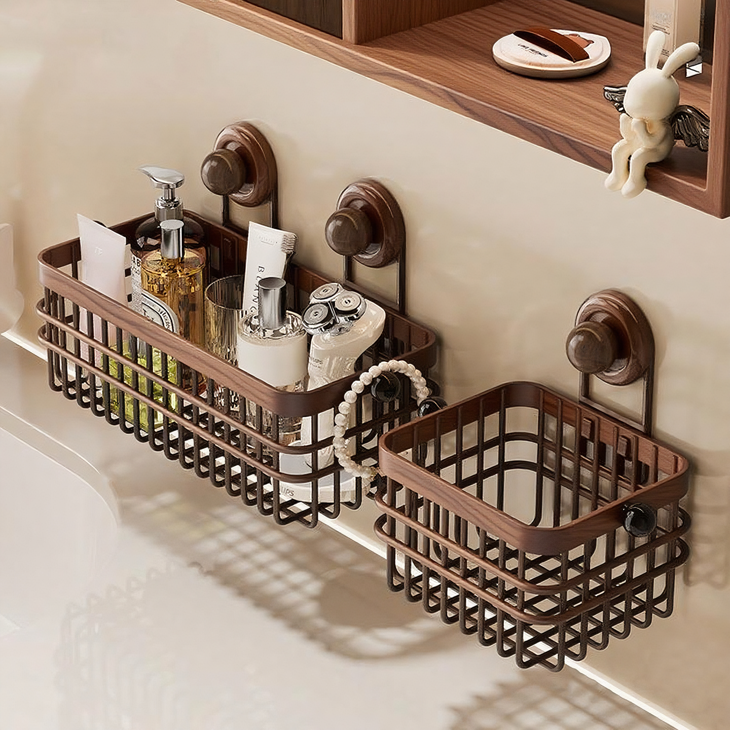 洗漱台墙面吸盘式洗脸巾收纳盒墙上免打孔整理挂篮洗漱用品置物架,收纳整理,洗脸巾收纳盒,淘宝优惠券,粉丝福利购,淘宝优惠卷