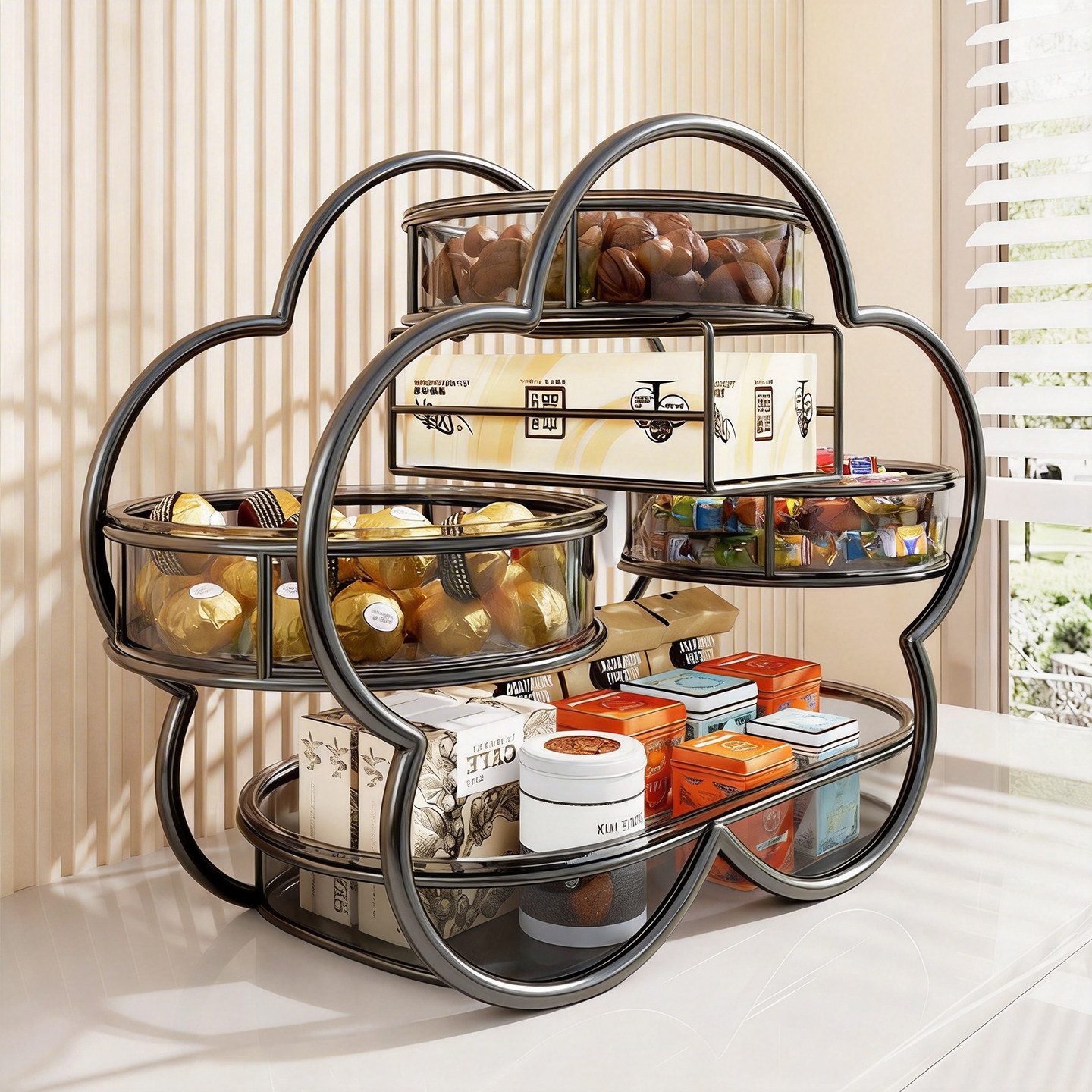 水果收纳盘桌面多层糖果盘家用零食饼干放置盘客厅甜品点心摆放篮