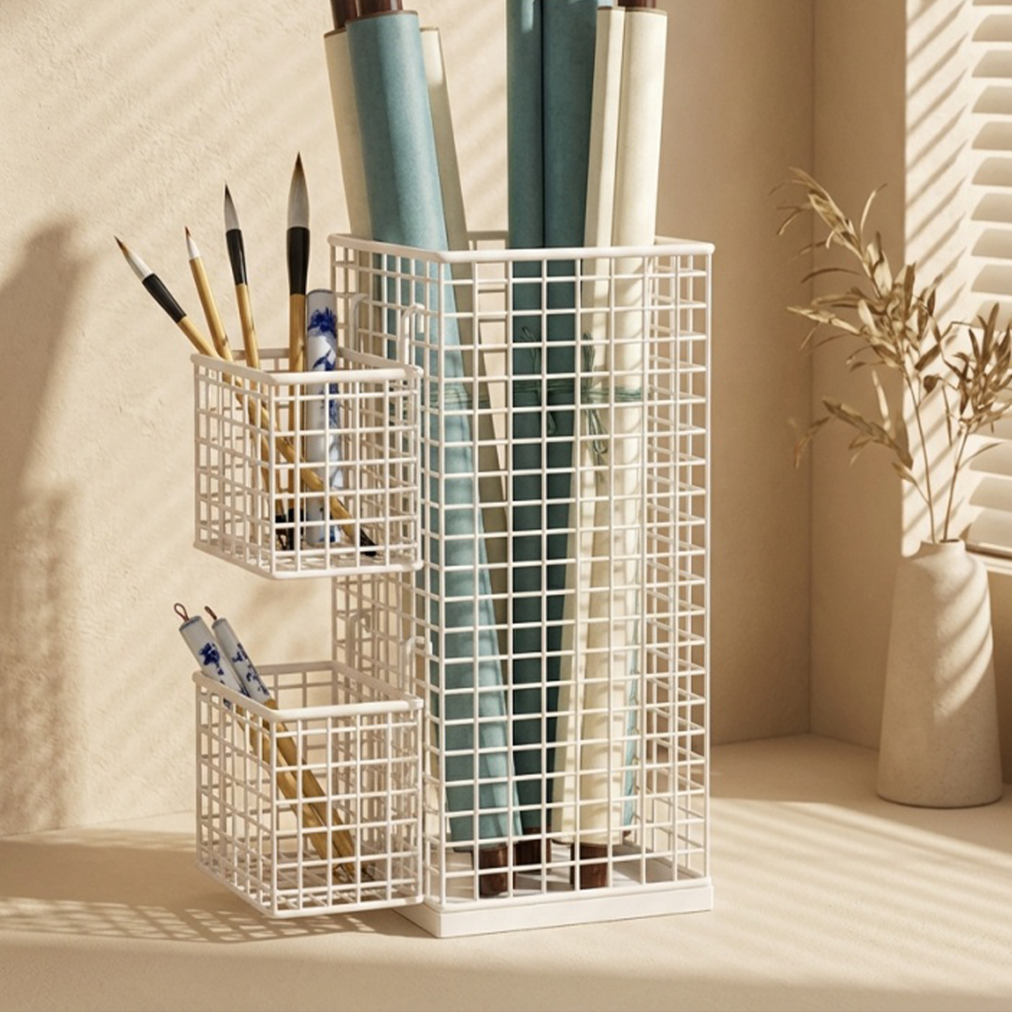 书法收纳桶国画宣纸毛笔字收纳筐卷轴书画作品海报桶毛笔收纳挂篮,收纳整理,桌面收纳盒,淘宝优惠券,粉丝福利购,淘宝优惠卷