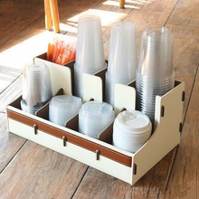 吧台咖啡奶茶店一次性杯子取杯器商用塑料杯收纳置物架吸管放置架